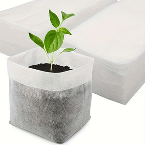 Planet Gates 100pcs/200pcs/300pcs Biodegradable Seed Nursery Bags, Non-Woven Plants Grow Bags, Fabric Seedling Pots Plants Pouch, Home Garden Supply, Seedling Plant Nursery Bags For Soil Transplant Pouches Agricultural Production Supply