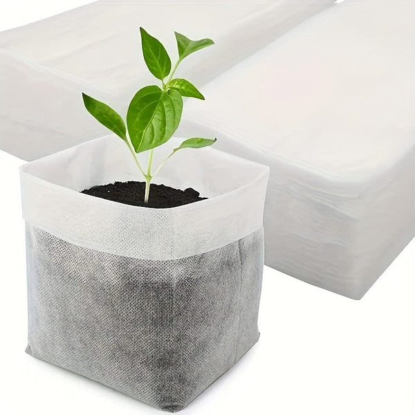 Planet Gates 100pcs/200pcs/300pcs Biodegradable Seed Nursery Bags, Non-Woven Plants Grow Bags, Fabric Seedling Pots Plants Pouch, Home Garden Supply, Seedling Plant Nursery Bags For Soil Transplant Pouches Agricultural Production Supply