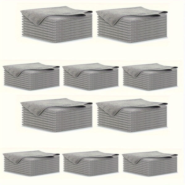 Planet Gates 100pcs 5/10/20pcs Kitchen Towel, Ultra-fine Fiber Light Gray Cleaning Cloth Set, Absorbent, Soft And Stain-removing Cloth, For Cleaning Glass, Cooking Bench, Pot, Bowl, Water Tap, Lampblack Machine
