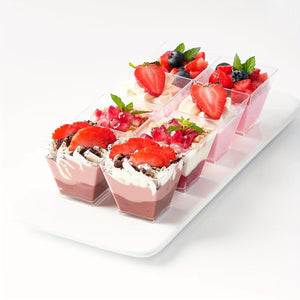 Planet Gates 100pcs 50/100pcs Clear Plastic Dessert Cups, Square Mousse Pudding Yogurt Cups, Suitable For Cakes, Ice Cream, Appetizers, For Party & Wedding Gatherings, Party Supplies, Tableware Accessories