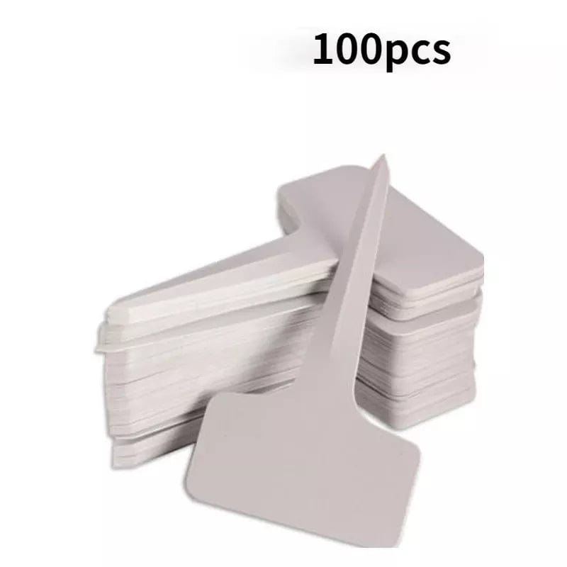 Planet Gates 100PCS 50/100pcs White Plastic PVC Plant T-type Tags Markers Nursery Garden Labels Seedling Tray  Pots Decoration   6x10cm