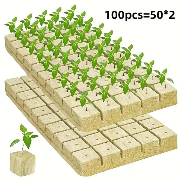 Planet Gates 100pcs=50*2 100pcs, Soil-free Cultivation Base: Hydroponics Growing Rock Cotton Compression Cubes For Agricultural Culture Base Grow Pots, Gardening Plant Growing Pots, Breathable Felt Plant Growing Plant Pots, Garden Raise Supplies