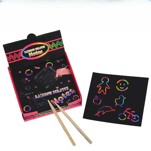 Planet Gates 100Pcs / CHINA 100Pcs Magic Color Rainbow Scratch Mini Notes Paper Pad Cards With Stylus Children Kids Draw Painting Toys Craft Gift  DIY Toys