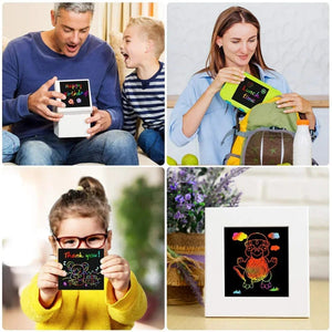 Planet Gates 100Pcs / CHINA 100Pcs Magic Color Rainbow Scratch Mini Notes Paper Pad Cards With Stylus Children Kids Draw Painting Toys Craft Gift  DIY Toys