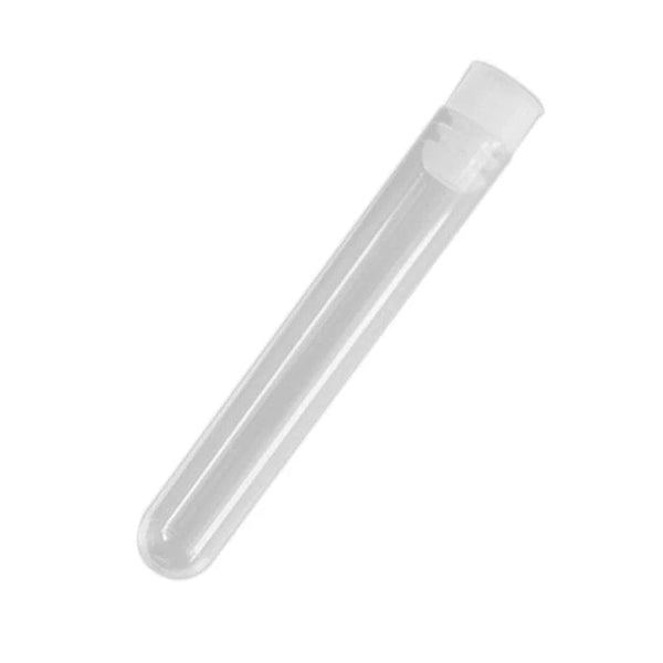 Planet Gates 100Pcs Clear Plastic Test Tubes with White Screw Caps Sample Containers Bottles Push Caps 12X75mm
