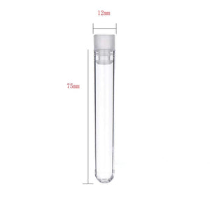 Planet Gates 100Pcs Clear Plastic Test Tubes with White Screw Caps Sample Containers Bottles Push Caps 12X75mm