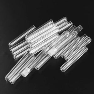 Planet Gates 100Pcs Clear Plastic Test Tubes with White Screw Caps Sample Containers Bottles Push Caps 12X75mm