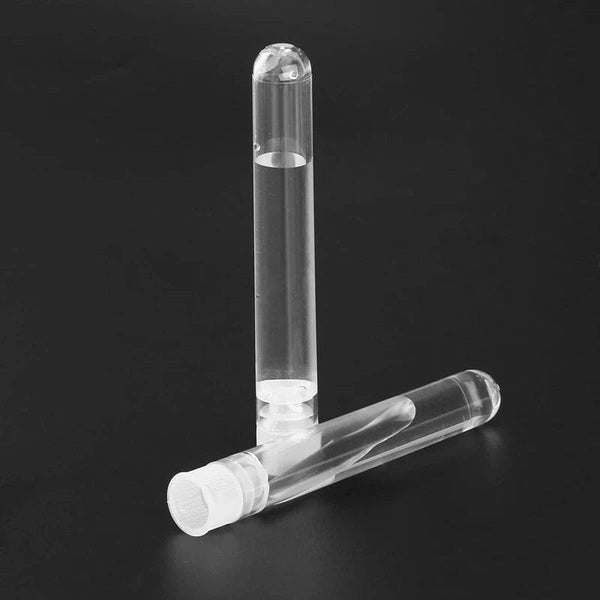 Planet Gates 100Pcs Clear Plastic Test Tubes with White Screw Caps Sample Containers Bottles Push Caps 12X75mm