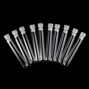Planet Gates 100Pcs Clear Plastic Test Tubes with White Screw Caps Sample Containers Bottles Push Caps 12X75mm