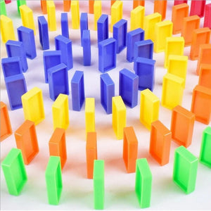 Planet Gates 100pcs Dominoes Blocks Train Plastic Toys Kids Early Educational Dominoes Plane Games For Children Boy Girls Christmas Gift