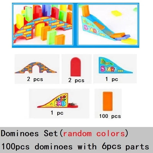 Planet Gates 100pcs Dominoes Blocks Train Plastic Toys Kids Early Educational Dominoes Plane Games For Children Boy Girls Christmas Gift