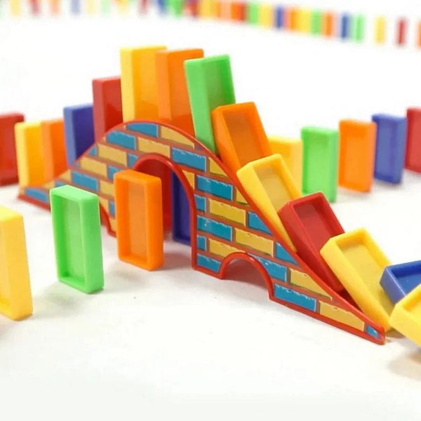 Planet Gates 100pcs Dominoes Blocks Train Plastic Toys Kids Early Educational Dominoes Plane Games For Children Boy Girls Christmas Gift