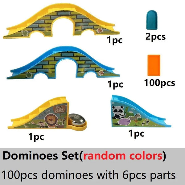 Planet Gates 100pcs Dominoes Blocks Train Plastic Toys Kids Early Educational Dominoes Plane Games For Children Boy Girls Christmas Gift