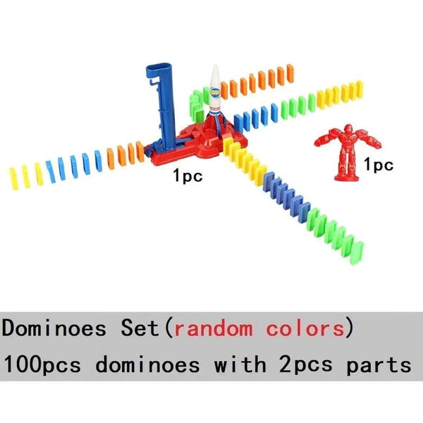 Planet Gates 100pcs Dominoes Blocks Train Plastic Toys Kids Early Educational Dominoes Plane Games For Children Boy Girls Christmas Gift