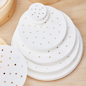 Planet Gates 100pcs Non-Stick Steamer Paper for Healthy and Easy Cooking - Food Grade Disposable Steamer Cloth for Air Fryer, Oven, and Baking - Easy Cleanup and Safe Use