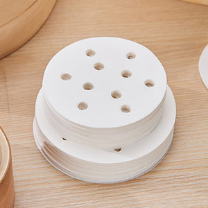 Planet Gates 100pcs Non-Stick Steamer Paper for Healthy and Easy Cooking - Food Grade Disposable Steamer Cloth for Air Fryer, Oven, and Baking - Easy Cleanup and Safe Use