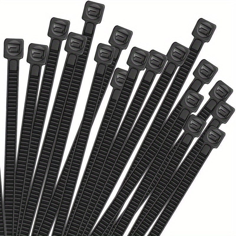 Planet Gates 100pcs Outdoor Weather Resistant Black Cable Ties Heavy Duty UV Resistant Zip Ties Multi-Purpose Self-Locking Black Nylon Tie Wraps Management Bundles