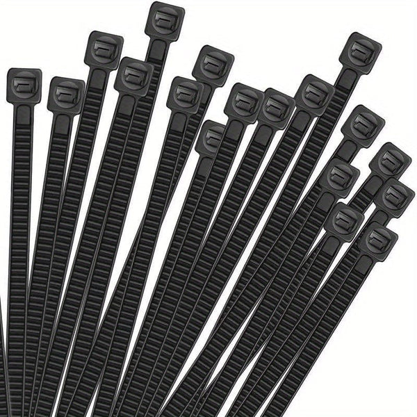 Planet Gates 100pcs Outdoor Weather Resistant Black Cable Ties Heavy Duty UV Resistant Zip Ties Multi-Purpose Self-Locking Black Nylon Tie Wraps Management Bundles