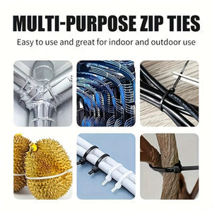 Planet Gates 100pcs Outdoor Weather Resistant Black Cable Ties Heavy Duty UV Resistant Zip Ties Multi-Purpose Self-Locking Black Nylon Tie Wraps Management Bundles