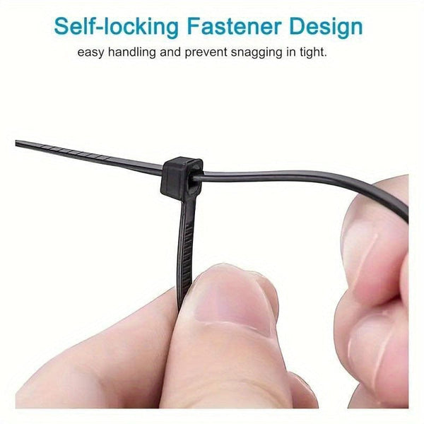 Planet Gates 100pcs Outdoor Weather Resistant Black Cable Ties Heavy Duty UV Resistant Zip Ties Multi-Purpose Self-Locking Black Nylon Tie Wraps Management Bundles