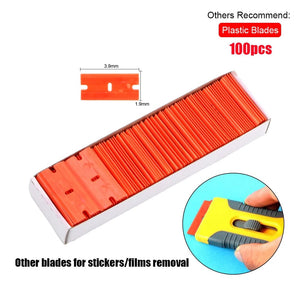 Planet Gates 100pcs plastic blade Car Polisher Scraper Blade Spray Paint Point Stains Sagging Varnish Sticker Removal Film Polishing Repair Tools Auto Accessories