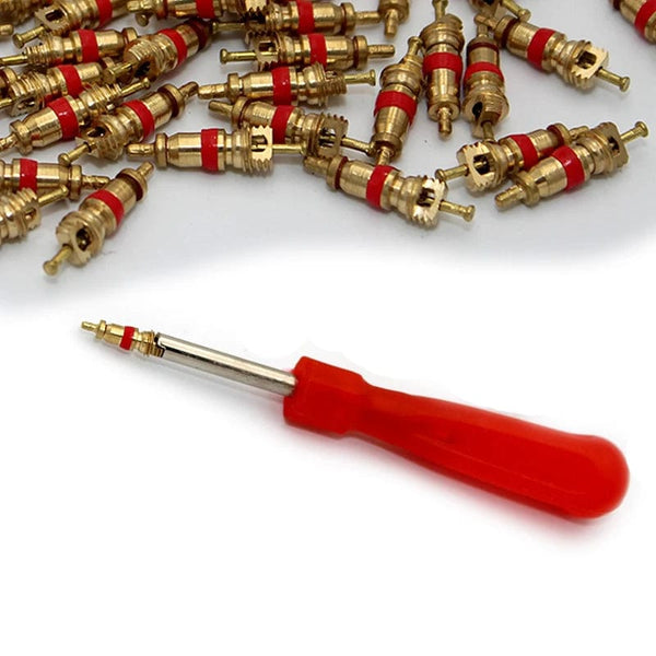 Planet Gates 100pcs Slotted Handle Tire Valve Stem Core Remover Screwdriver Removal Tool Car Bike Bicycle Motorcycle Tire Repair Tool Car Accessory