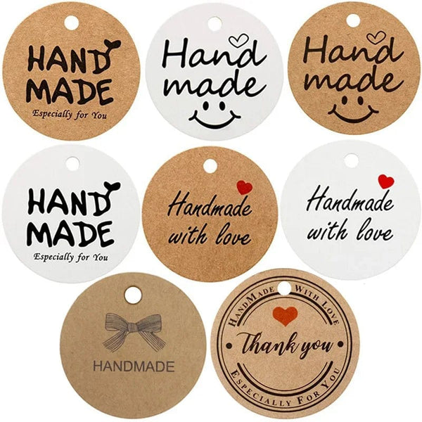 Planet Gates 100pcs tags20m rope5 100pcs+20 meter rope handcrafted gift hang tag handmade with love label baking DIY elevator