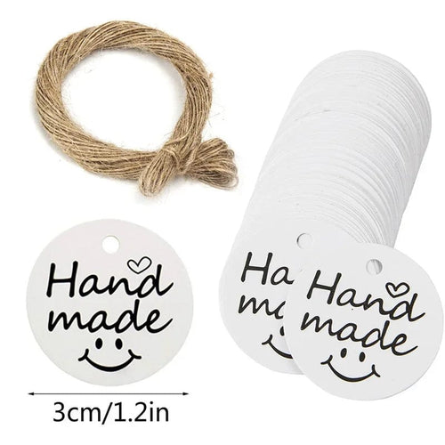 Planet Gates 100pcs tags20m rope5 100pcs+20 meter rope handcrafted gift hang tag handmade with love label baking DIY elevator