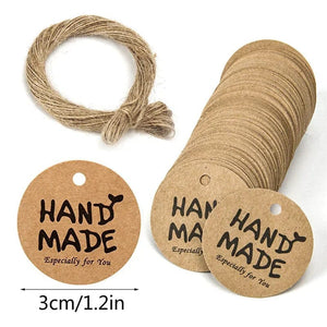 Planet Gates 100pcs tags20m rope5 100pcs+20 meter rope handcrafted gift hang tag handmade with love label baking DIY elevator