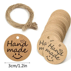 Planet Gates 100pcs tags20m rope5 100pcs+20 meter rope handcrafted gift hang tag handmade with love label baking DIY elevator