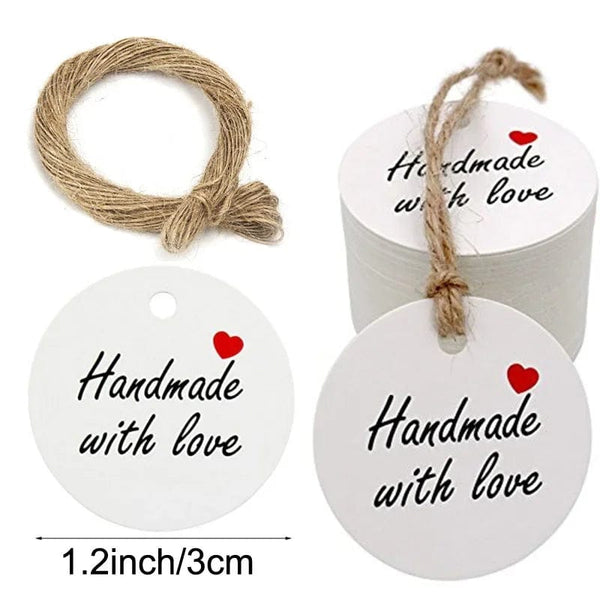 Planet Gates 100pcs tags20m rope5 100pcs+20 meter rope handcrafted gift hang tag handmade with love label baking DIY elevator