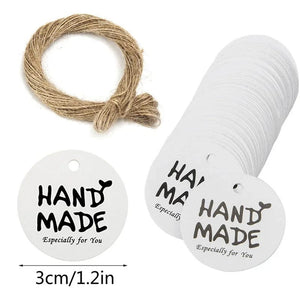 Planet Gates 100pcs tags20m rope5 100pcs+20 meter rope handcrafted gift hang tag handmade with love label baking DIY elevator