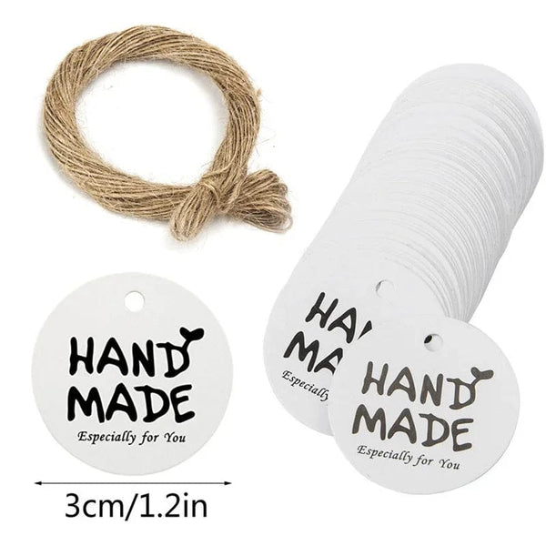 Planet Gates 100pcs tags20m rope5 100pcs+20 meter rope handcrafted gift hang tag handmade with love label baking DIY elevator