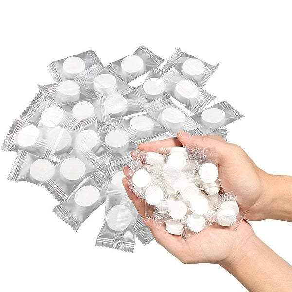 Planet Gates 100pcs White Disposable Compressed Towels, Absorbent Portable Cotton Washcloths, Perfect For Travel, Camping, Hiking, Sport & Beauty Salon, Bathroom Supplies, Home Supplies Travel Accessories Bathroom Accessories