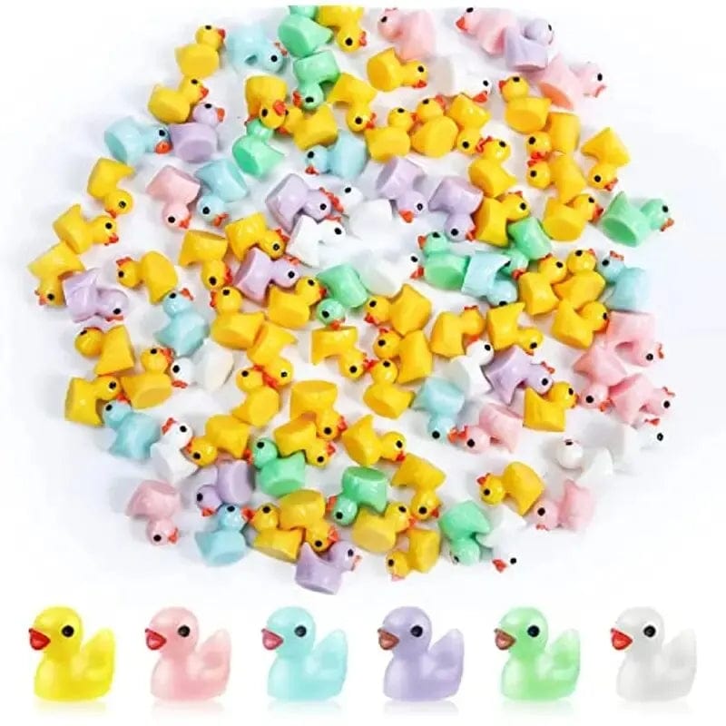 Planet Gates 100pcs / xiao huang ya 100 Miniature Resin Duck Crafts, 6-Color Mixed Model, Aquarium, Garden, Landscape, Doll House Decoration Potting DIY Accessories