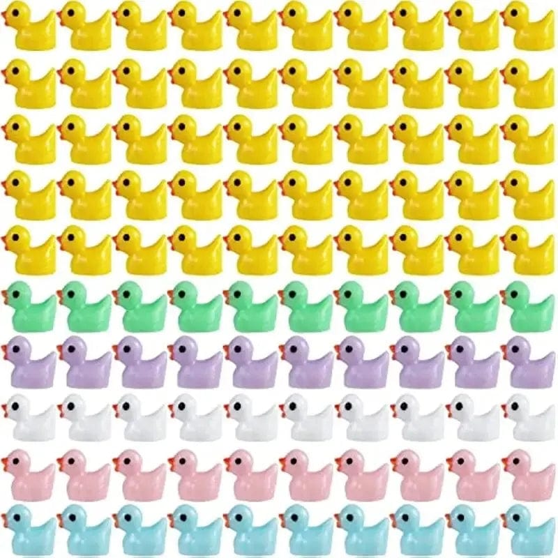 Planet Gates 100pcs / xiao huang ya 100 Miniature Resin Duck Crafts, 6-Color Mixed Model, Aquarium, Garden, Landscape, Doll House Decoration Potting DIY Accessories
