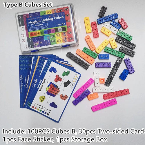 Planet Gates 100pcsCubes SETTypeB / Russian Federation Moulty Linking Math Cubes Set of 100 Counting Number Blocks STEM Counting Toys Snap Linking Cube Math Counters for Kids Learning