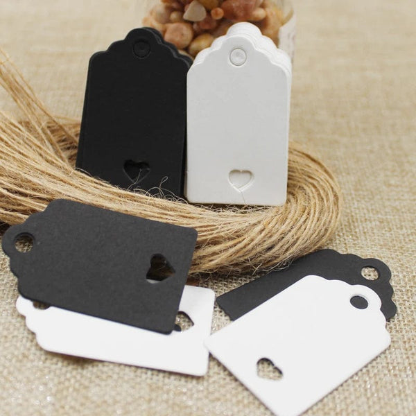 Planet Gates 100tag 100string 100pcs+100 hemp string 5*3cm new style retangular black /Kraft Paper Blank Card Hand Draw Gift Label Tags Heart Hollow