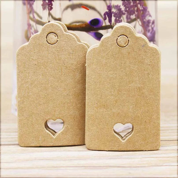 Planet Gates 100tag 100string 100pcs+100 hemp string 5*3cm new style retangular black /Kraft Paper Blank Card Hand Draw Gift Label Tags Heart Hollow