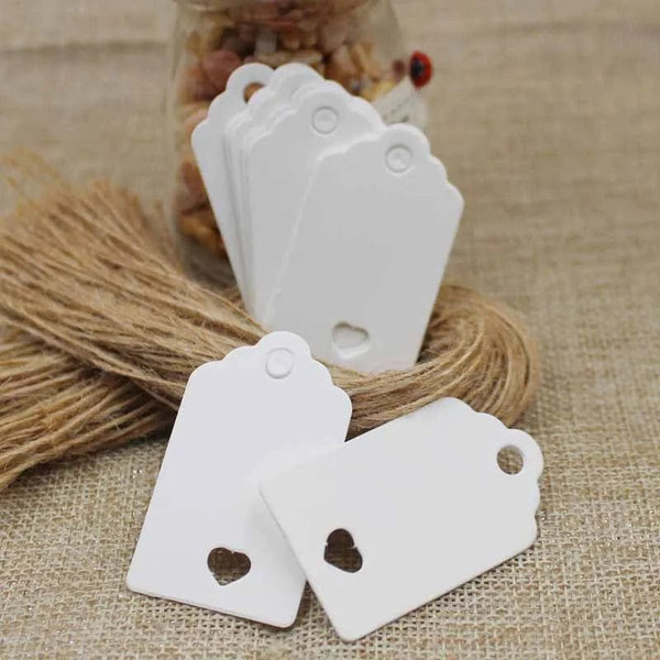 Planet Gates 100tag 100string 100pcs+100 hemp string 5*3cm new style retangular black /Kraft Paper Blank Card Hand Draw Gift Label Tags Heart Hollow