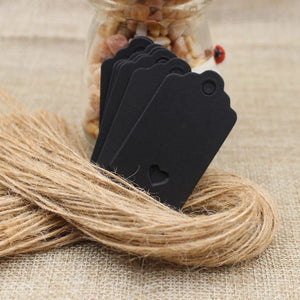 Planet Gates 100tag 100string 100pcs+100 hemp string 5*3cm new style retangular black /Kraft Paper Blank Card Hand Draw Gift Label Tags Heart Hollow