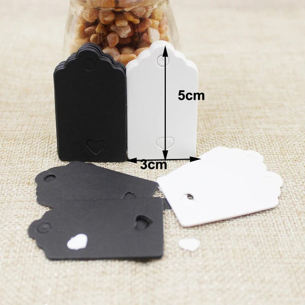 Planet Gates 100tag 100string 100pcs+100 hemp string 5*3cm new style retangular black /Kraft Paper Blank Card Hand Draw Gift Label Tags Heart Hollow