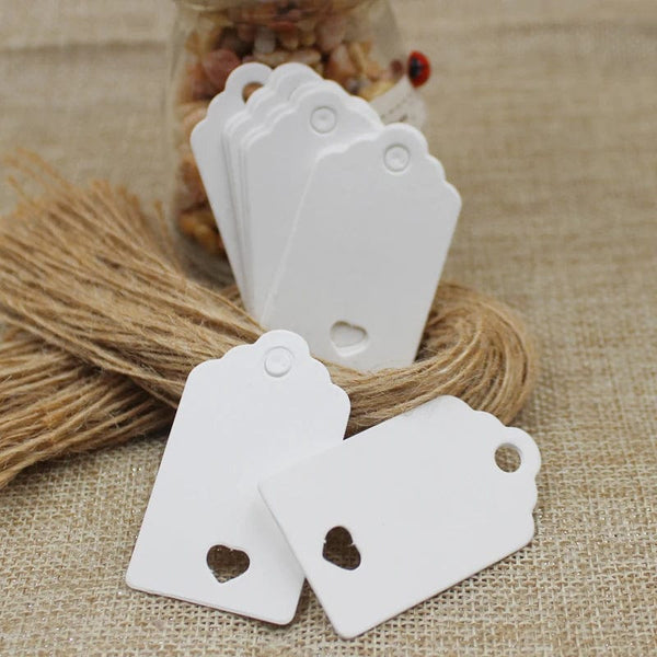 Planet Gates 100tag 100string 100pcs+100 hemp string 5*3cm new style retangular black /Kraft Paper Blank Card Hand Draw Gift Label Tags Heart Hollow