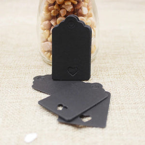 Planet Gates 100tag 100string 100pcs+100 hemp string 5*3cm new style retangular black /Kraft Paper Blank Card Hand Draw Gift Label Tags Heart Hollow