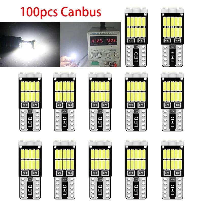 Planet Gates 100x T10 Led Canbus W5W Led Car Interior Light 26led 4014smd 194 168 620 No Error Reading Dome Light Instrument Plate Lamp 6000K