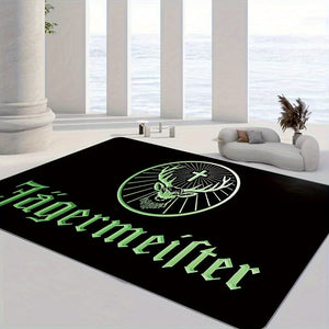 Planet Gates 100x150cm-39.37x59inch 1pc Thickened Jagermeister Logo Carpet For Living Room Bedroom, Home Decoration Coffee Table Large Area Rugs, Lounge Floor Mat, Non-Slip Rugs For Bedroom, Home Decor, Room Decor