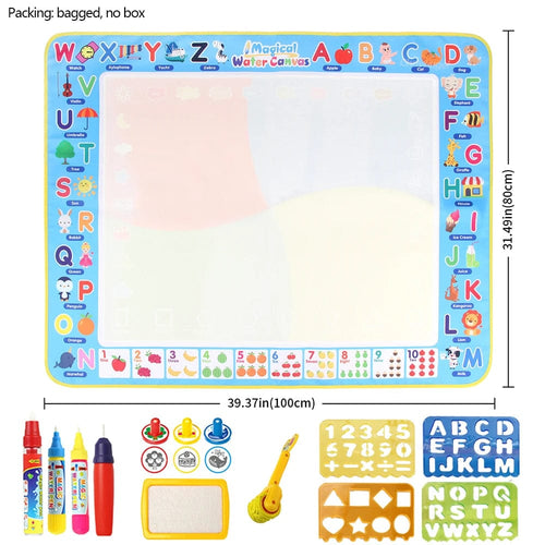 Planet Gates 100x80cm 100x80CM Magic Water Drawing Mat with Reusable Magic Pens, Drawing Board Toy for Kids, Doodle Montessori Painting 39X31 Inches