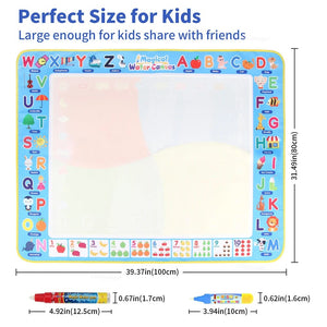 Planet Gates 100x80cm 100x80CM Magic Water Drawing Mat with Reusable Magic Pens, Drawing Board Toy for Kids, Doodle Montessori Painting 39X31 Inches