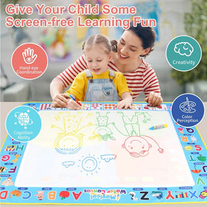 Planet Gates 100x80cm 100x80CM Magic Water Drawing Mat with Reusable Magic Pens, Drawing Board Toy for Kids, Doodle Montessori Painting 39X31 Inches