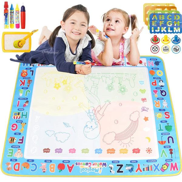 Planet Gates 100x80cm 100x80CM Magic Water Drawing Mat with Reusable Magic Pens, Drawing Board Toy for Kids, Doodle Montessori Painting 39X31 Inches